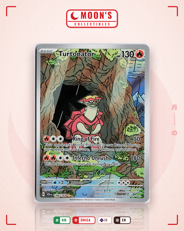 Carta Pokémon Turtonator · Stellar Crown #146/142 (NM) — pieza única en Moon's Collectibles México