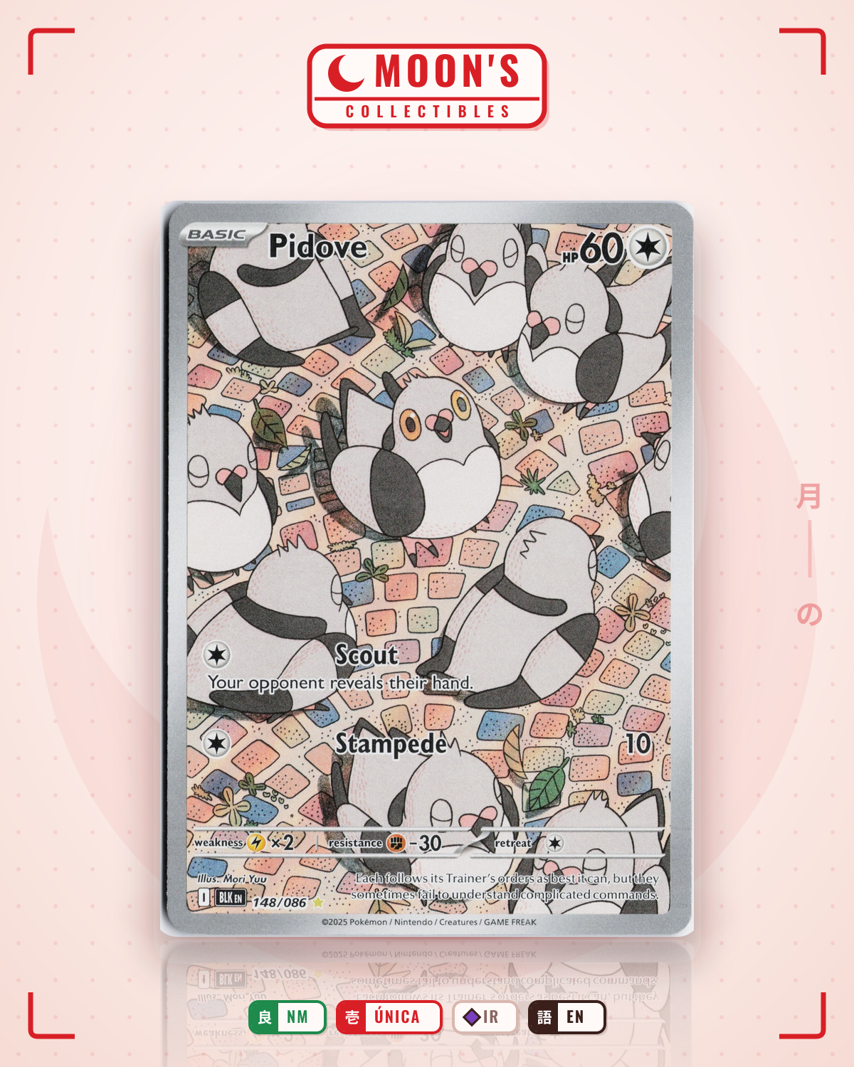 Carta Pokémon Pidove · Black Bolt #148/086 (NM) — pieza única en Moon's Collectibles México