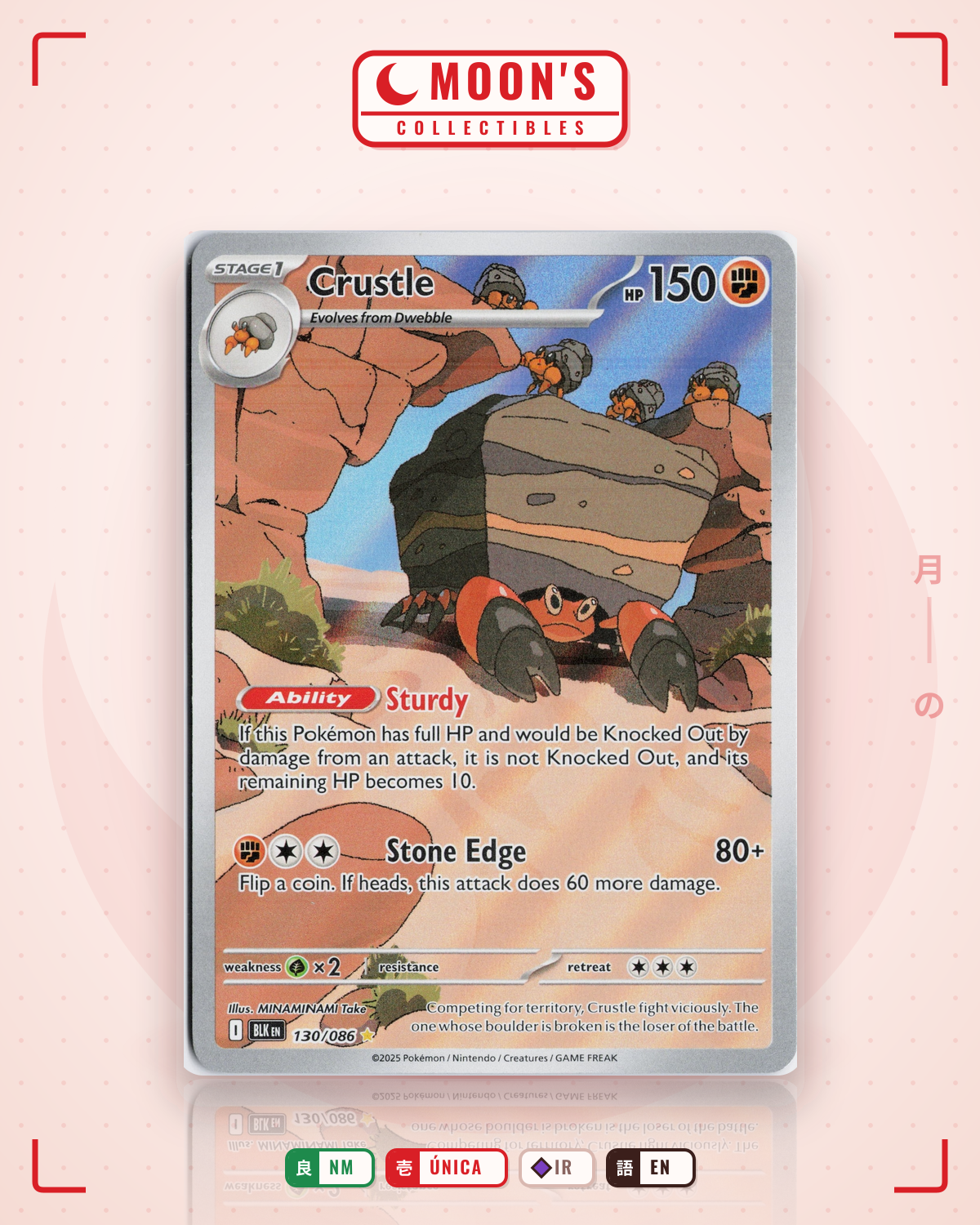 Carta Pokémon Crustle · Black Bolt #130/086 (NM) — pieza única en Moon's Collectibles México