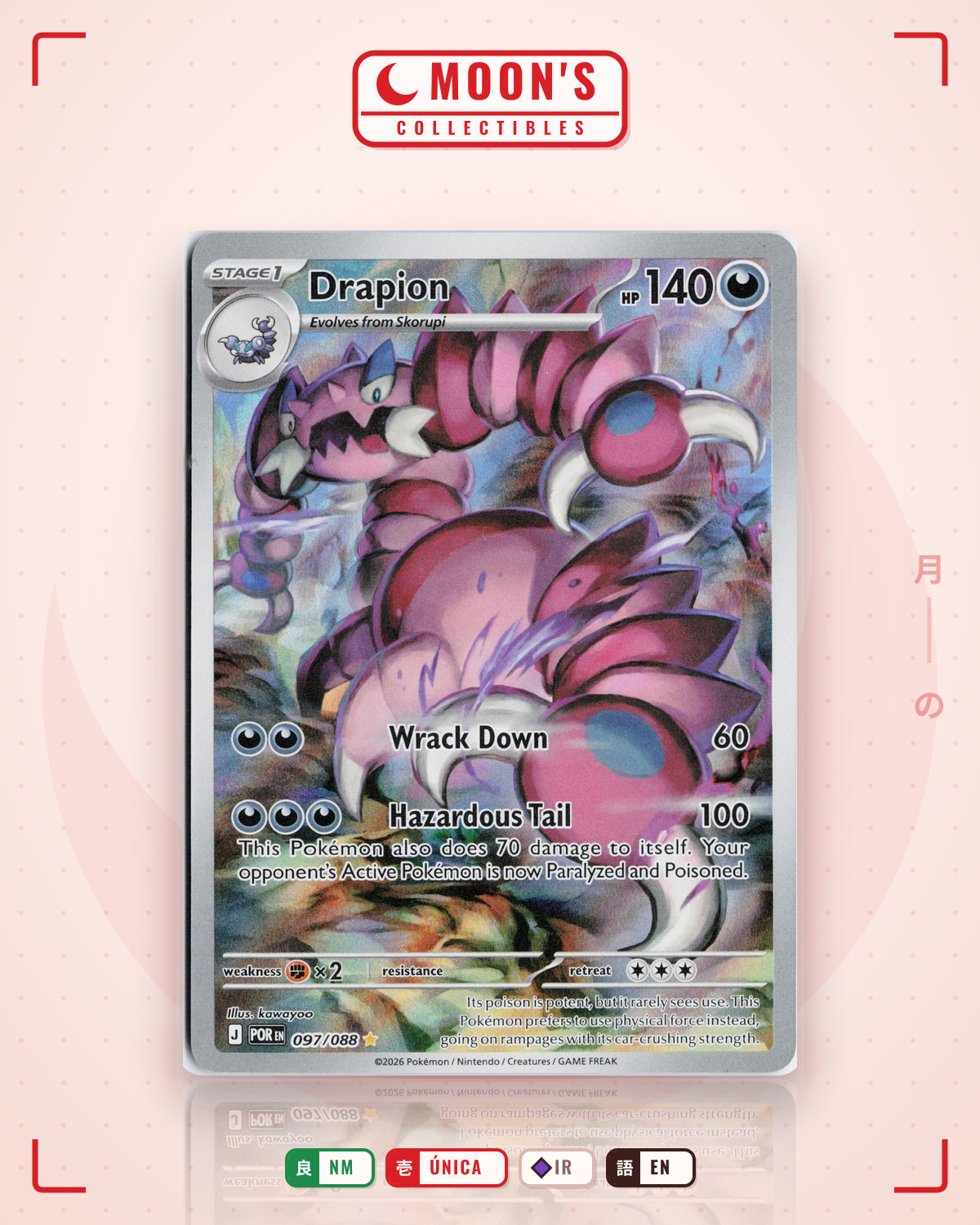 Carta Pokémon Drapion · Perfect Order #097/088 (NM) — pieza única en Moon's Collectibles México