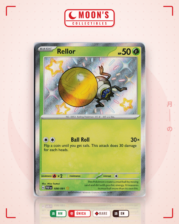 Carta Pokémon Rellor · Paldean Fates #108/091 (NM) — pieza única en Moon's Collectibles México