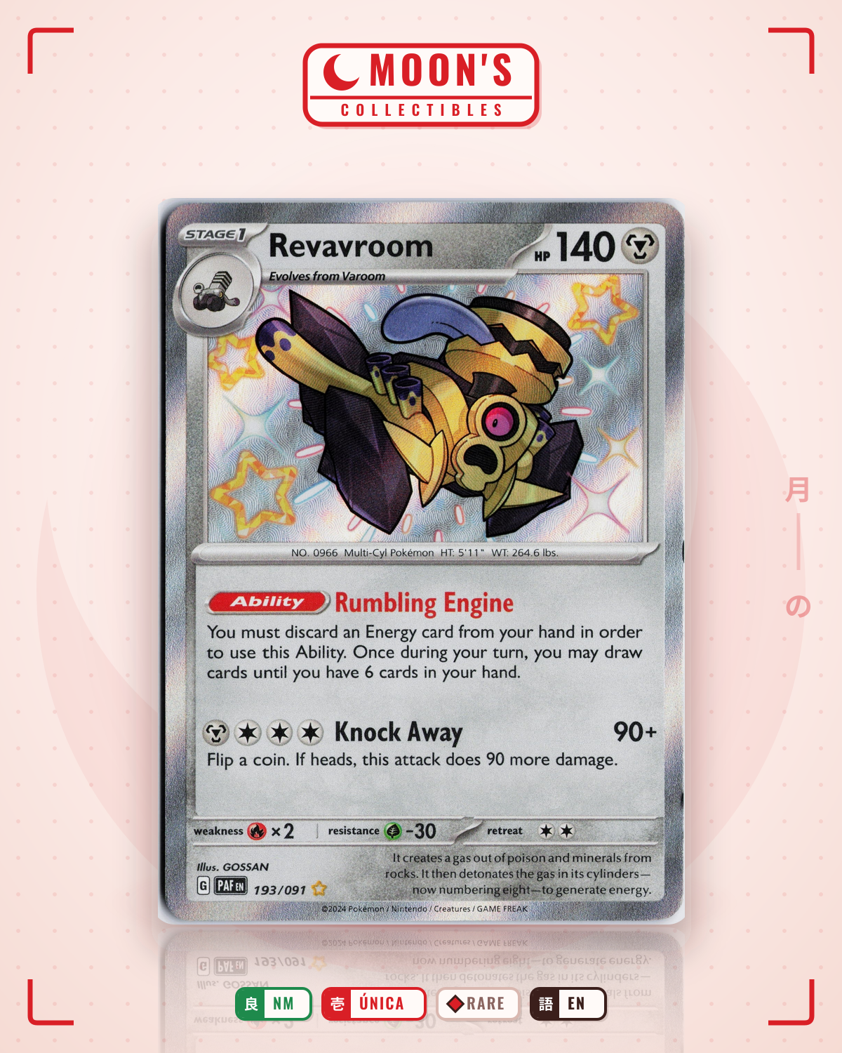 Carta Pokémon Revavroom · Paldean Fates #193/091 (NM) — pieza única en Moon's Collectibles México