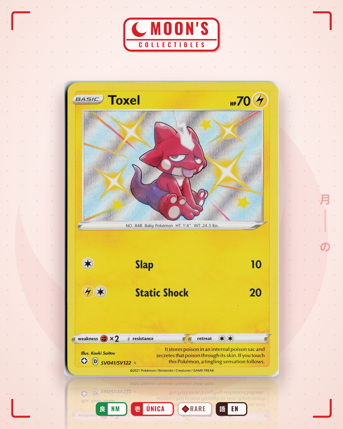 Carta Pokémon Toxel · Shining Fates Shiny Vault #SV041/SV122 (NM) — pieza única en Moon's Collectibles México