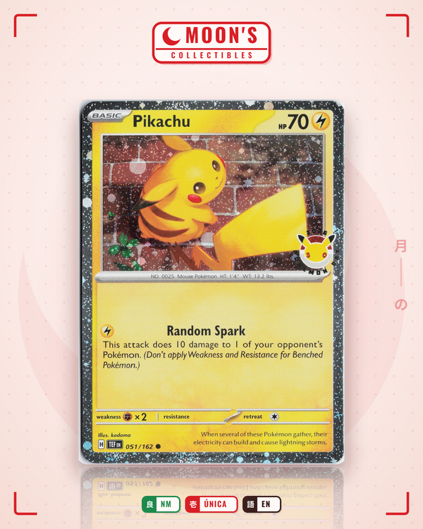 Carta Pokémon Pikachu · Temporal Forces #051/162 (NM) — pieza única en Moon's Collectibles México