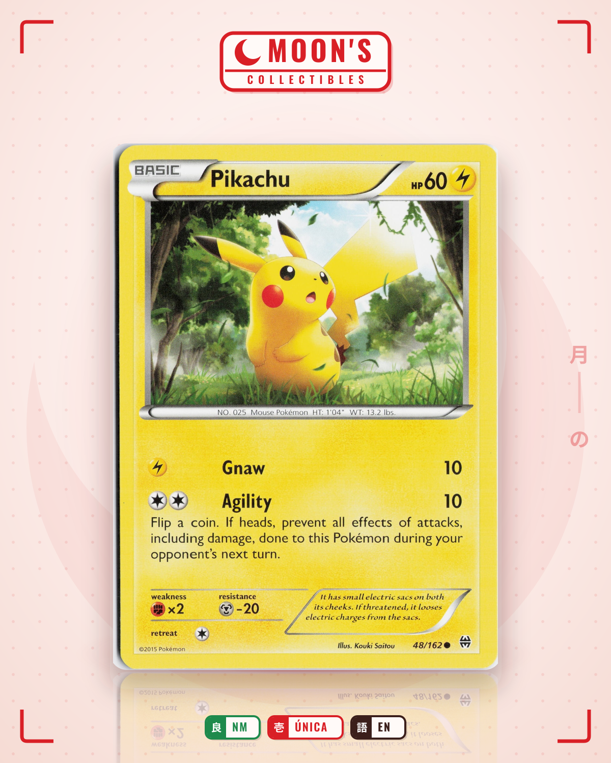 Carta Pokémon Pikachu · BREAKthrough #48/162 (NM) — pieza única en Moon's Collectibles México