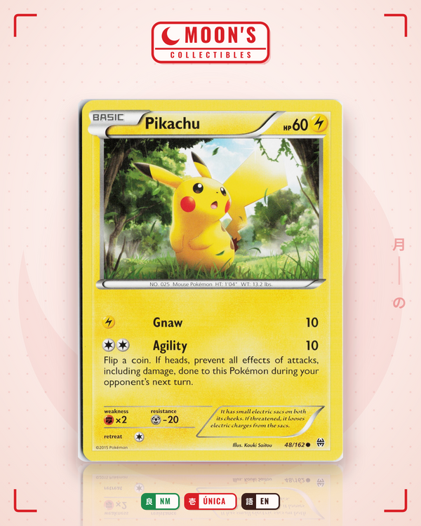 Carta Pokémon Pikachu · BREAKthrough #48/162 (NM) — pieza única en Moon's Collectibles México