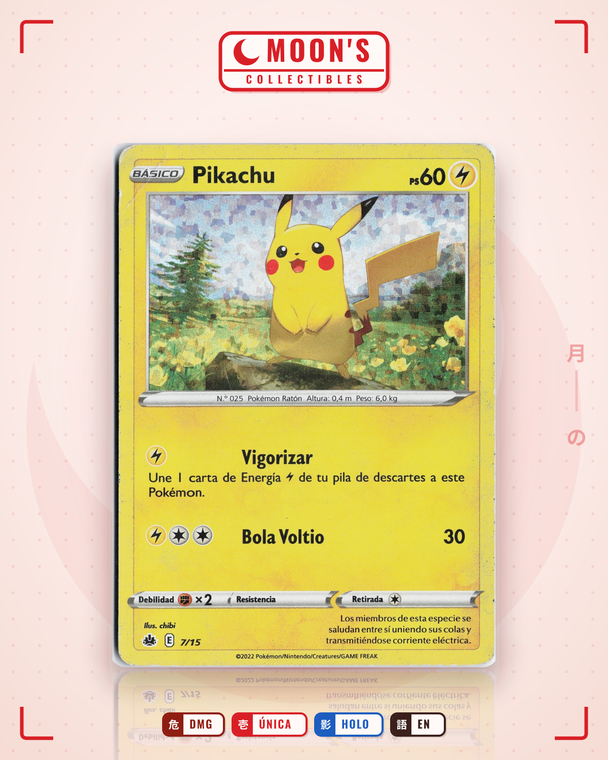Carta Pokémon Pikachu · 151 #025/165 (DMG) — pieza única en Moon's Collectibles México