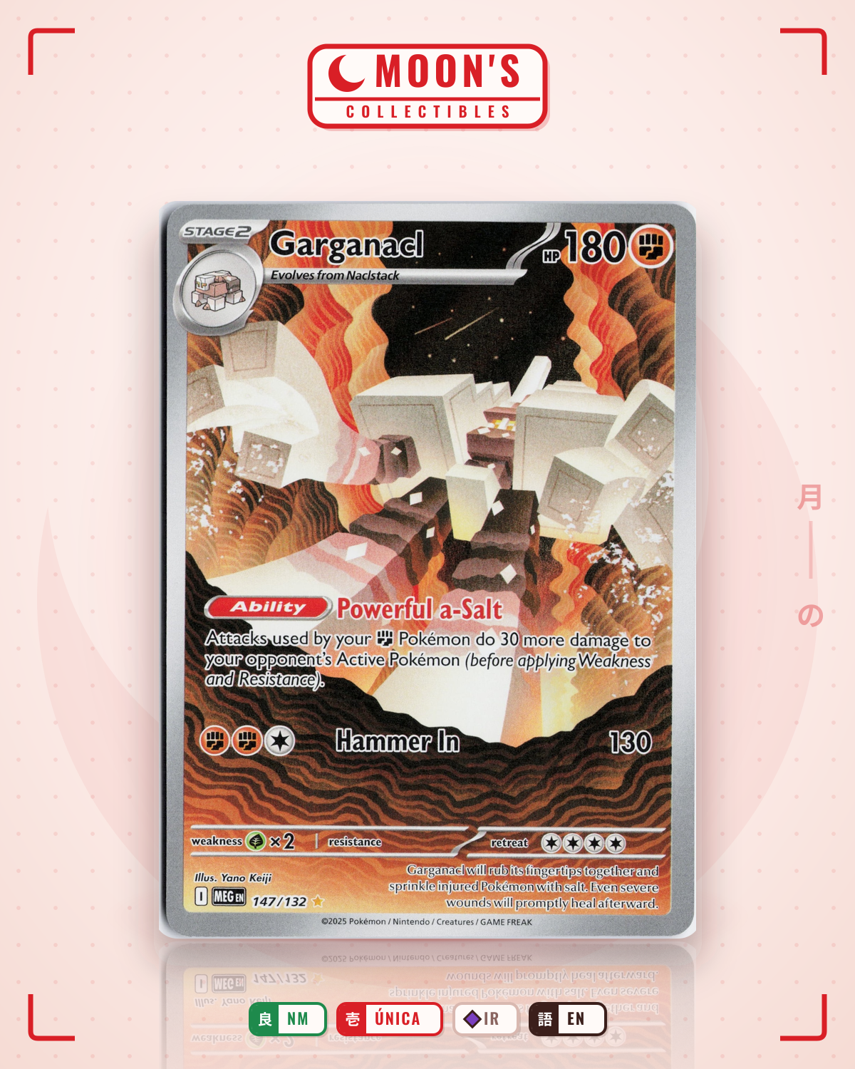 Carta Pokémon Garganacl · Mega Evolution #147/132 (NM) — pieza única en Moon's Collectibles México