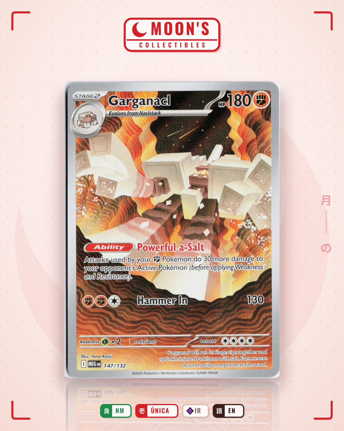 Carta Pokémon Garganacl · Mega Evolution #147/132 (NM) — pieza única en Moon's Collectibles México