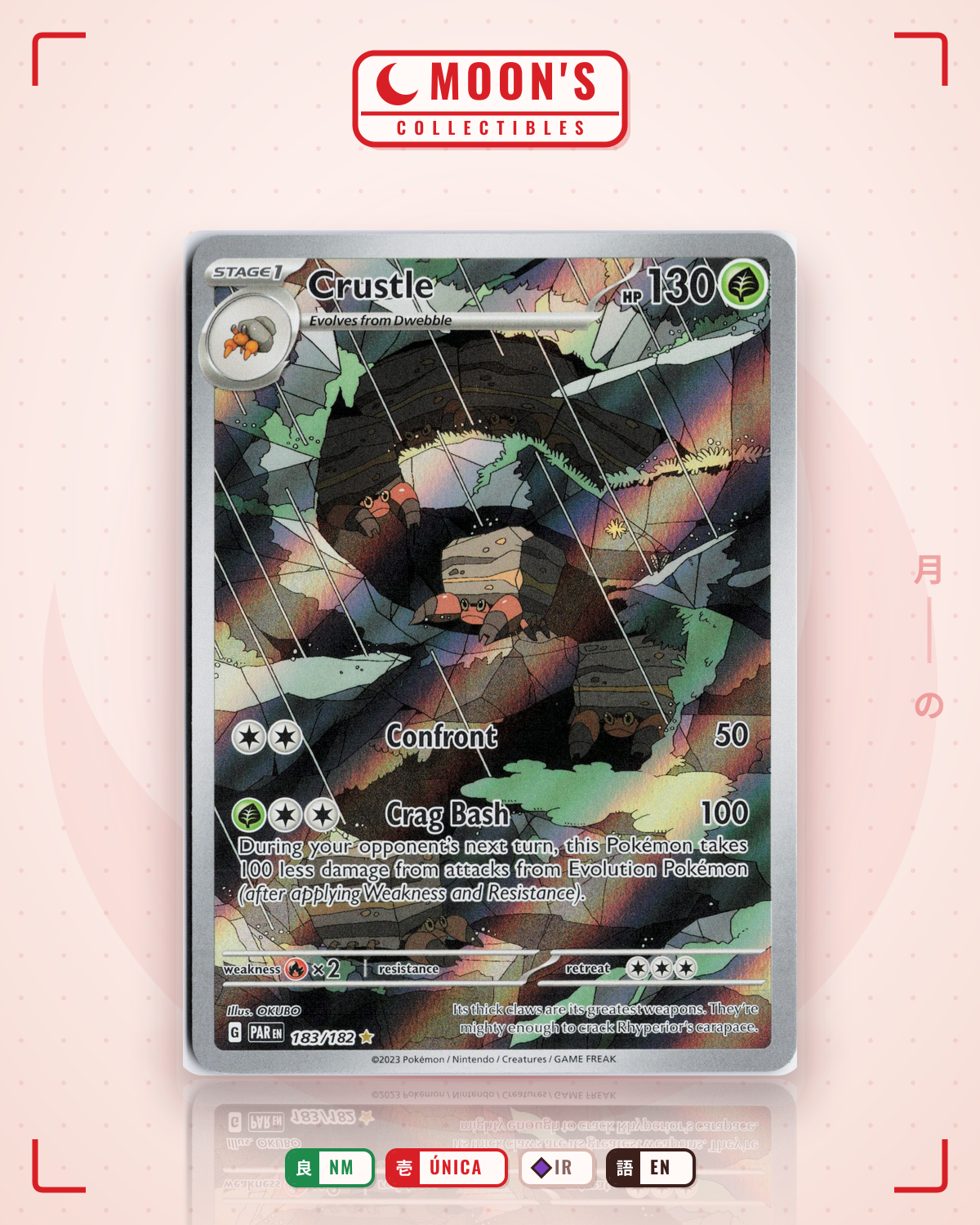 Carta Pokémon Crustle · Paradox Rift #183/182 (NM) — pieza única en Moon's Collectibles México