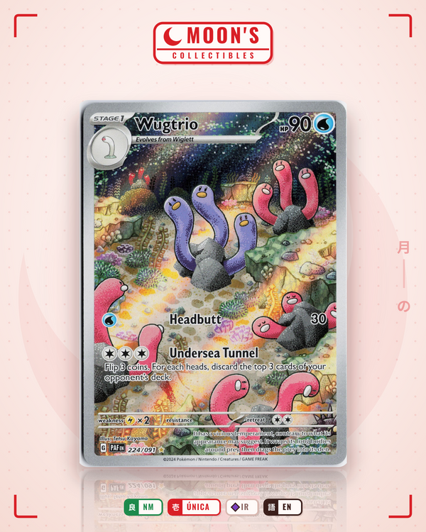 Carta Pokémon Wugtrio · Paldean Fates #224/091 (NM) — pieza única en Moon's Collectibles México