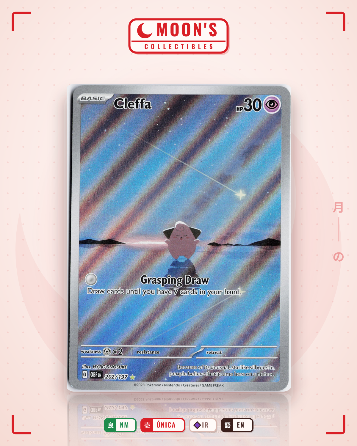Carta Pokémon Cleffa · Obsidian Flames #202/197 (NM) — pieza única en Moon's Collectibles México