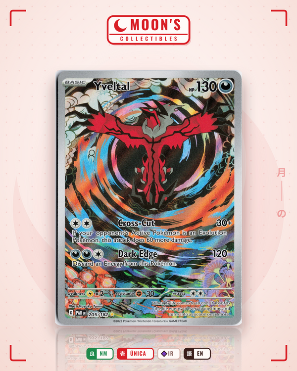 Carta Pokémon Yveltal · Paradox Rift #205/182 (NM) — pieza única en Moon's Collectibles México