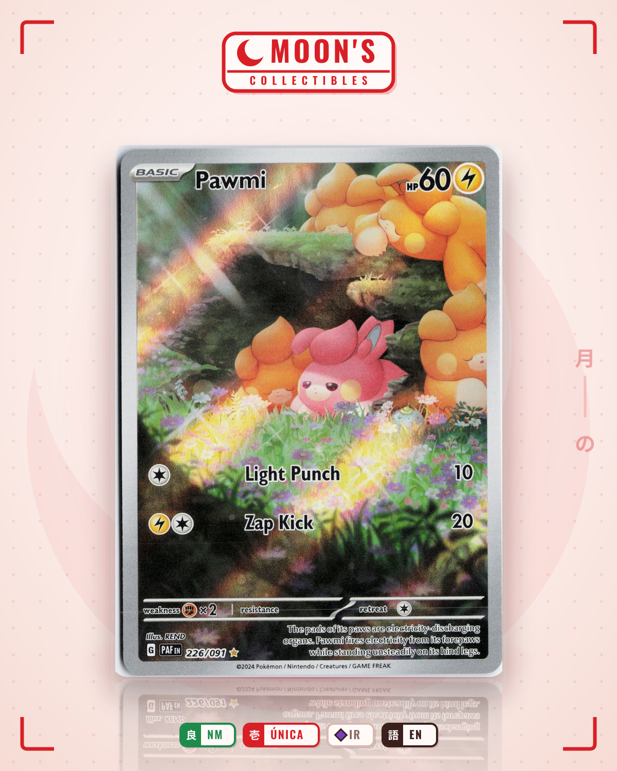 Carta Pokémon Pawmi · Paldean Fates #226/091 (NM) — pieza única en Moon's Collectibles México