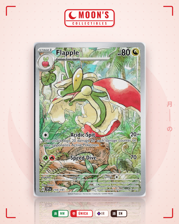 Carta Pokémon Flapple · Surging Sparks #210/191 (NM) — pieza única en Moon's Collectibles México