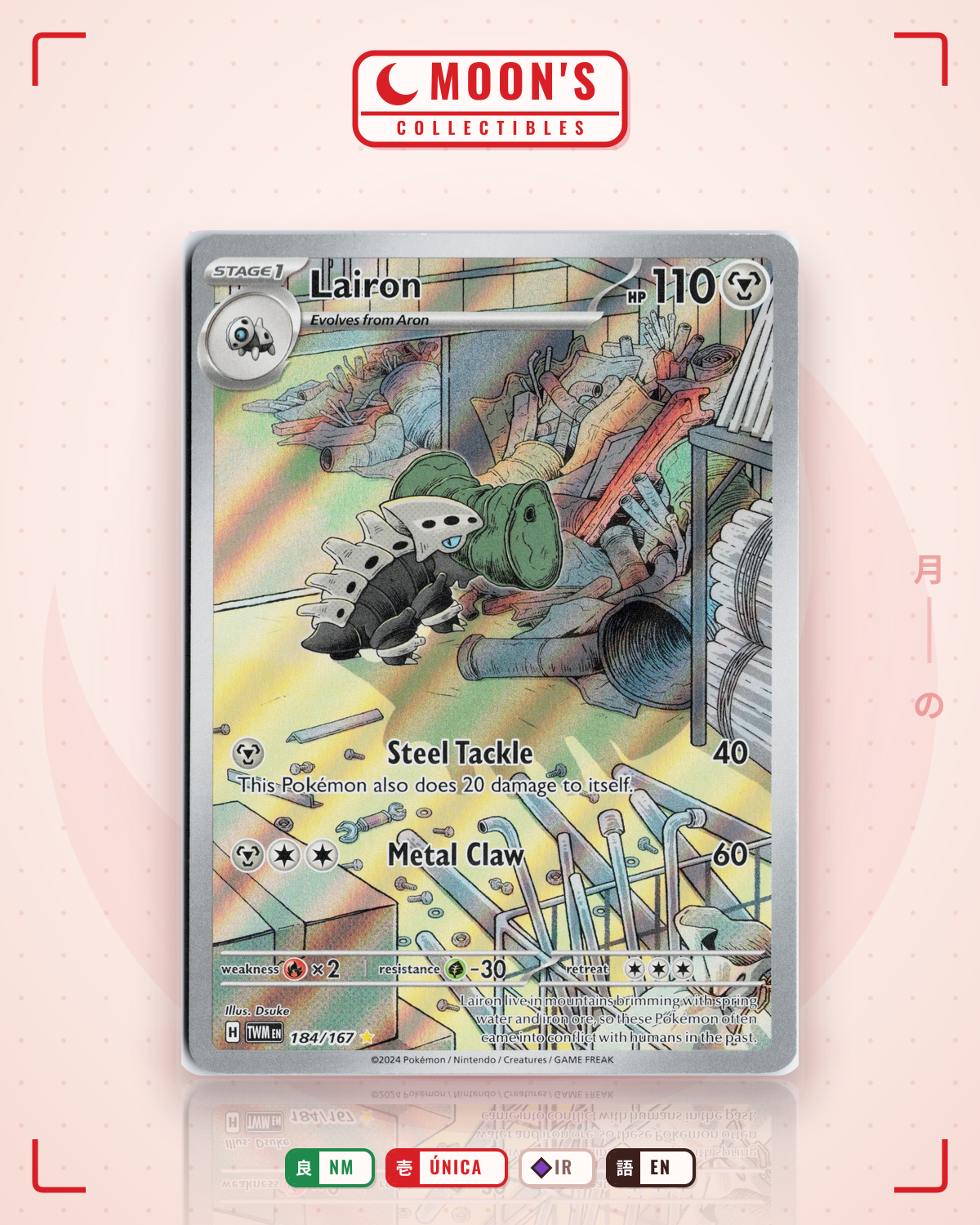 Carta Pokémon Lairon · Twilight Masquerade #184/167 (NM) — pieza única en Moon's Collectibles México