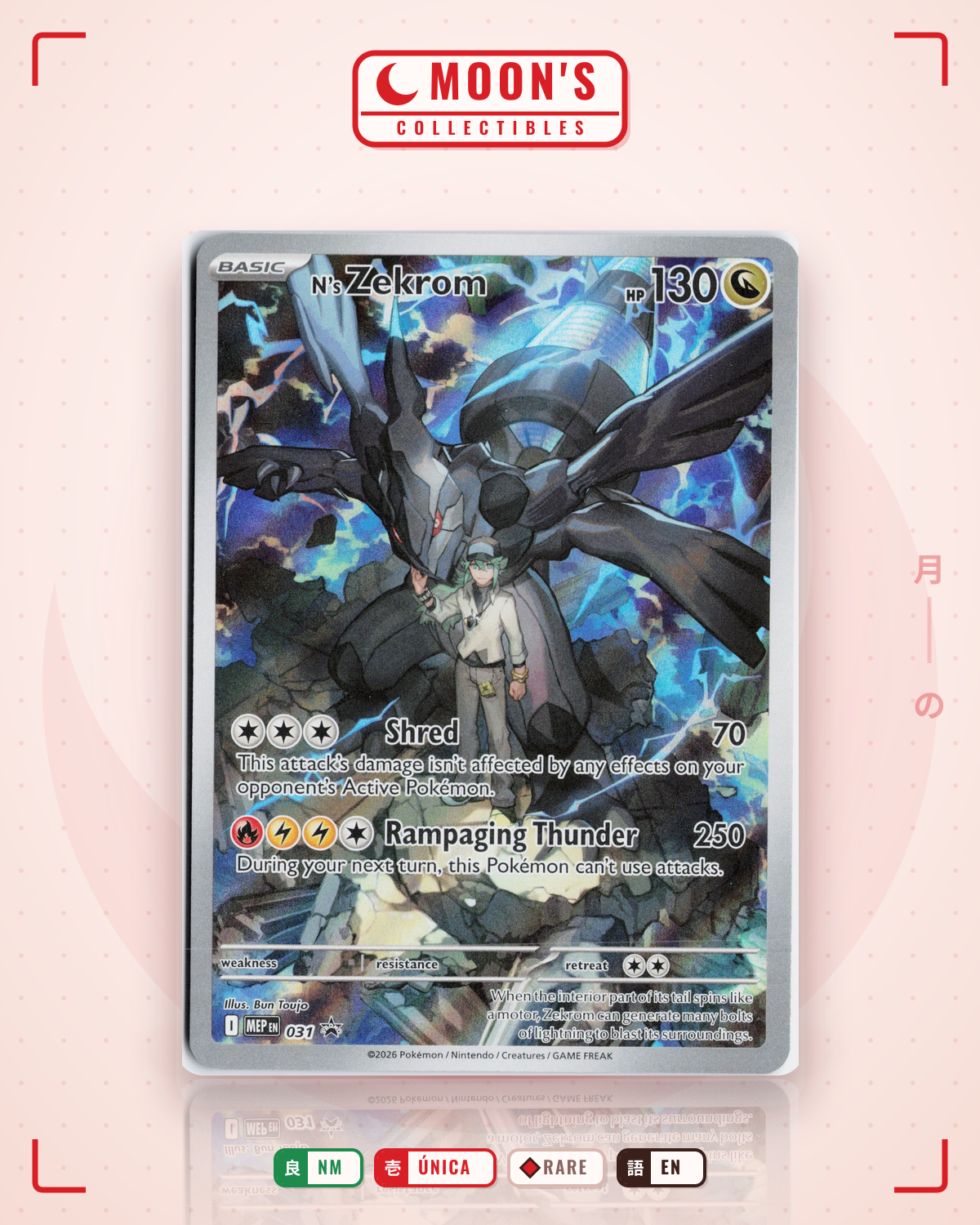 Carta Pokémon N's Zekrom · Mega Evolution Black Star Promos #031 (NM) — pieza única en Moon's Collectibles México