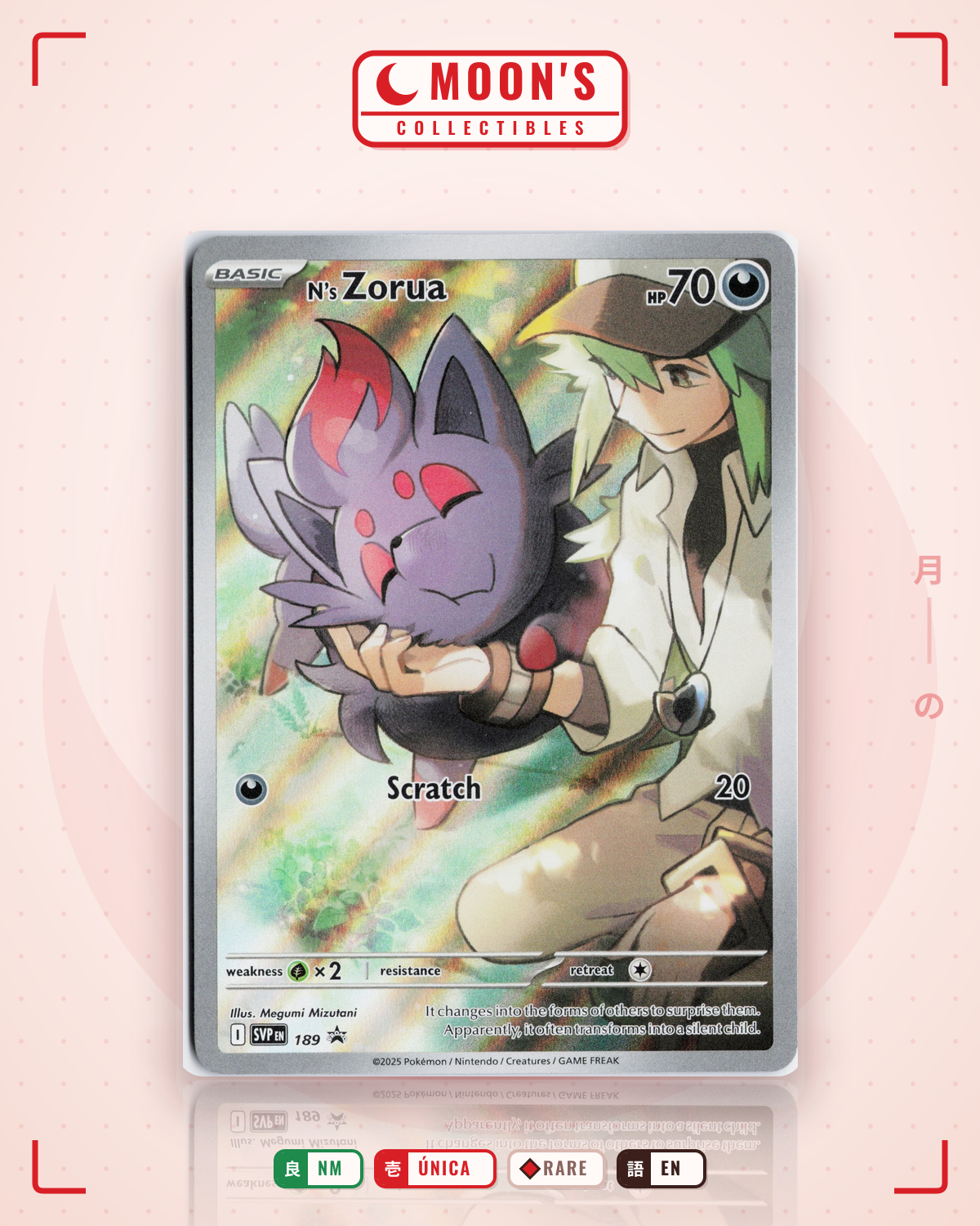 Carta Pokémon N's Zorua · Scarlet & Violet Black Star Promos #189 (NM) — pieza única en Moon's Collectibles México