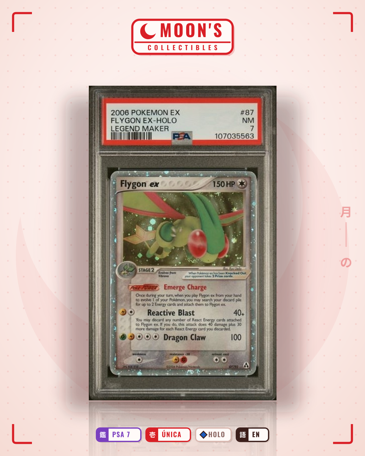Carta Pokémon Flygon ex · Legend Maker #87/92 (PSA 7) — pieza única en Moon's Collectibles México