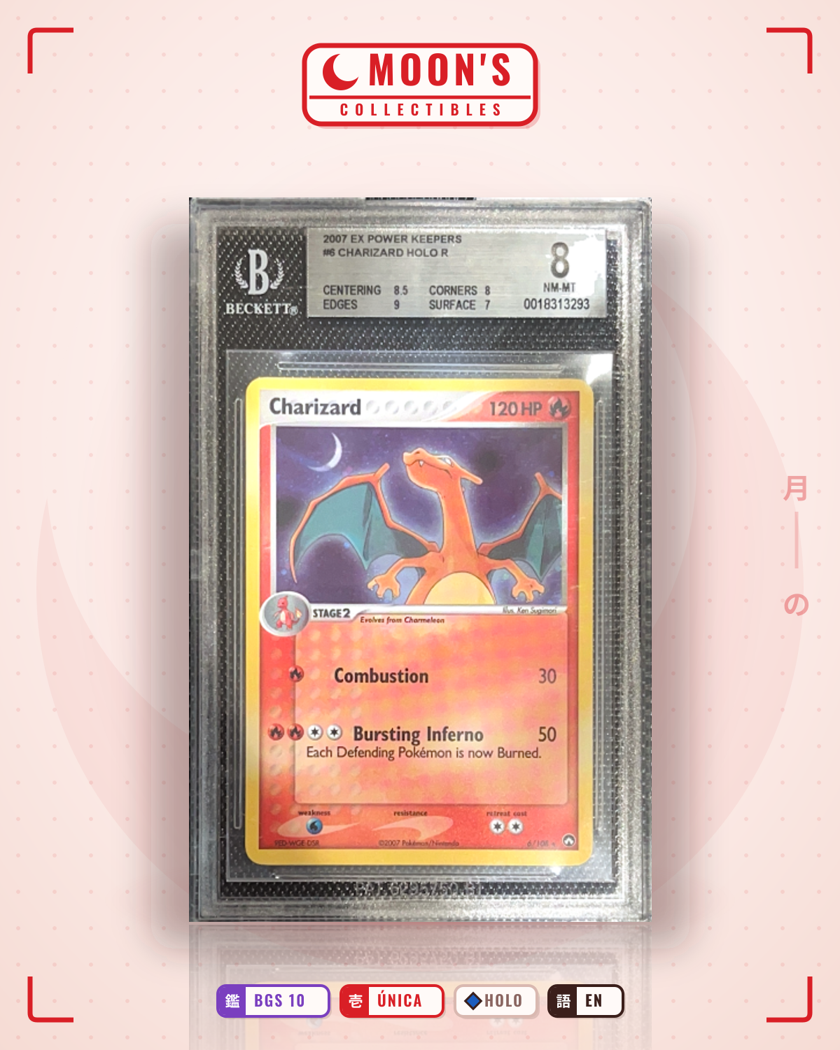 Carta Pokémon Charizard · Power Keepers #6/108 (BGS 10) — pieza única en Moon's Collectibles México