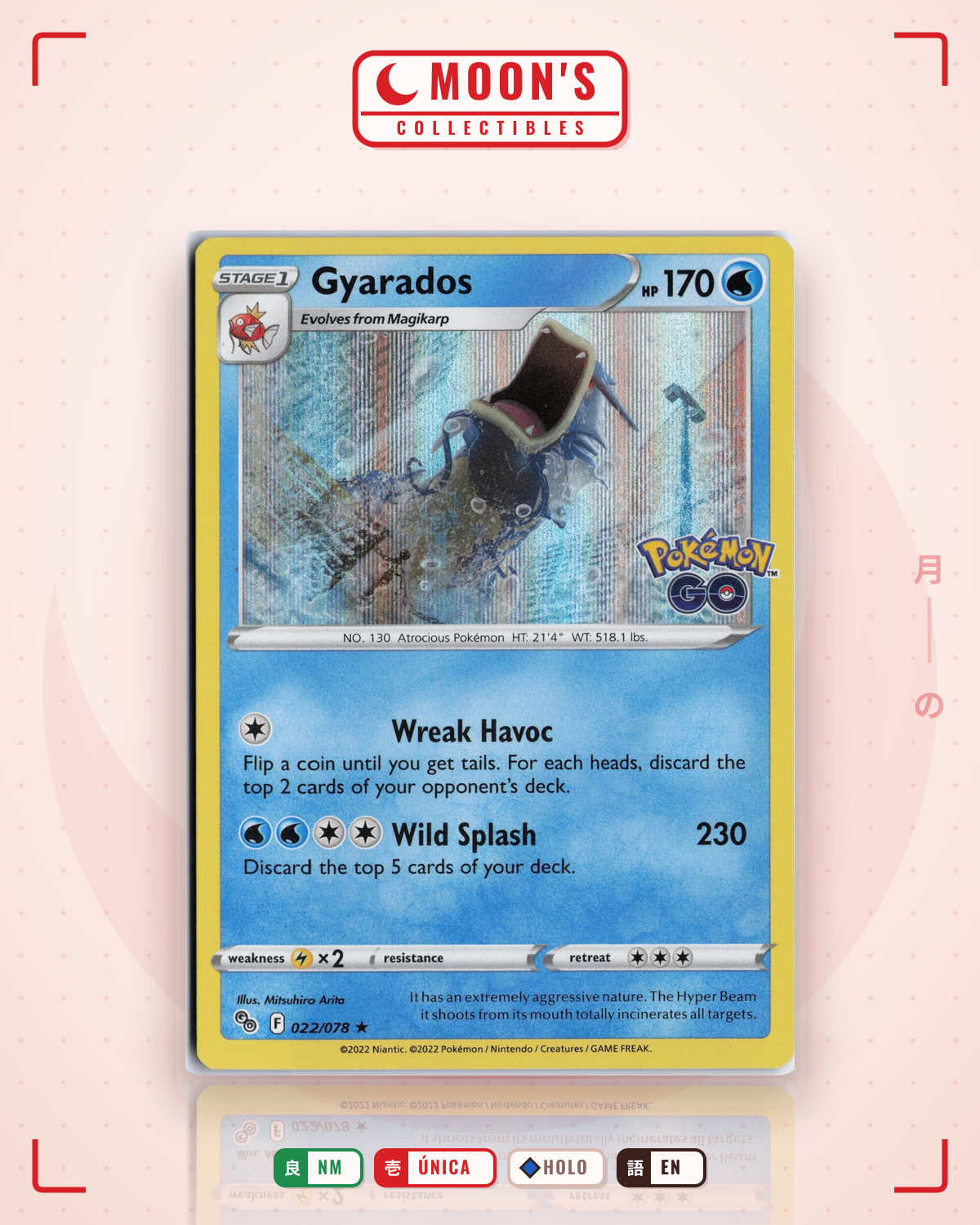 Carta Pokémon Gyarados · Pokémon GO #022/078 (NM) — pieza única en Moon's Collectibles México