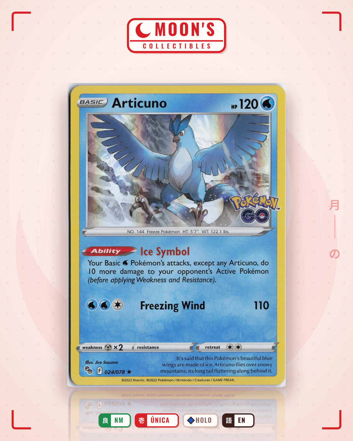Carta Pokémon Articuno · Pokémon GO #024/078 (NM) — pieza única en Moon's Collectibles México