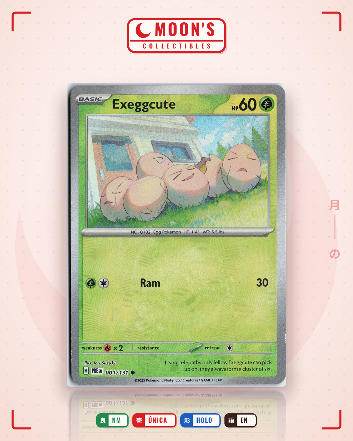 Carta Pokémon Exeggcute · Prismatic Evolutions #001/131 (NM) — pieza única en Moon's Collectibles México