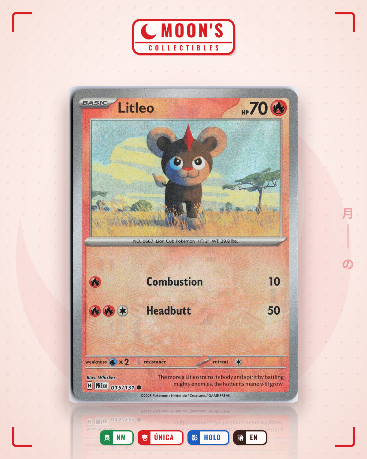 Carta Pokémon Litleo · Prismatic Evolutions #015/131 (NM) — pieza única en Moon's Collectibles México