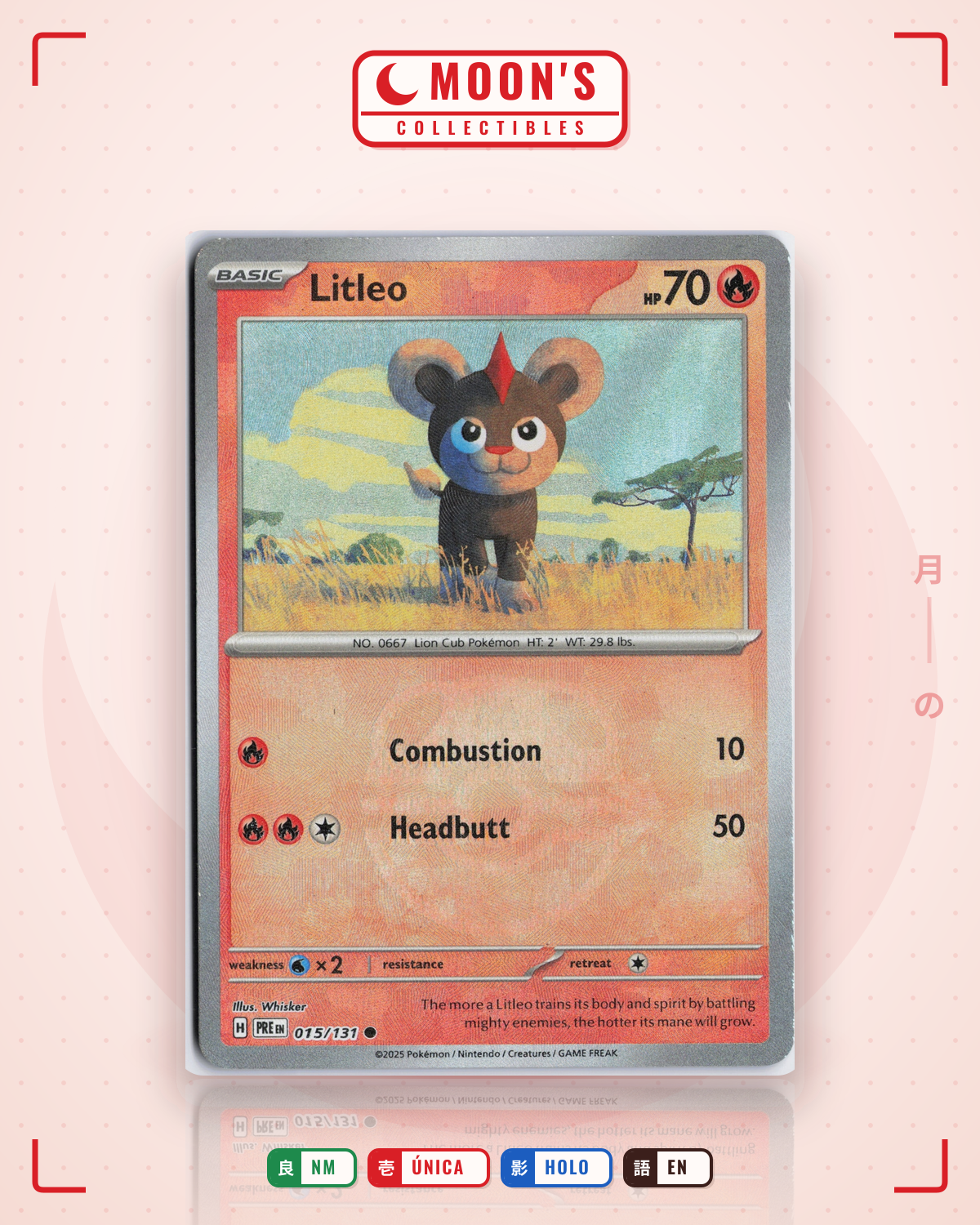 Carta Pokémon Litleo · Prismatic Evolutions #015/131 (NM) — pieza única en Moon's Collectibles México