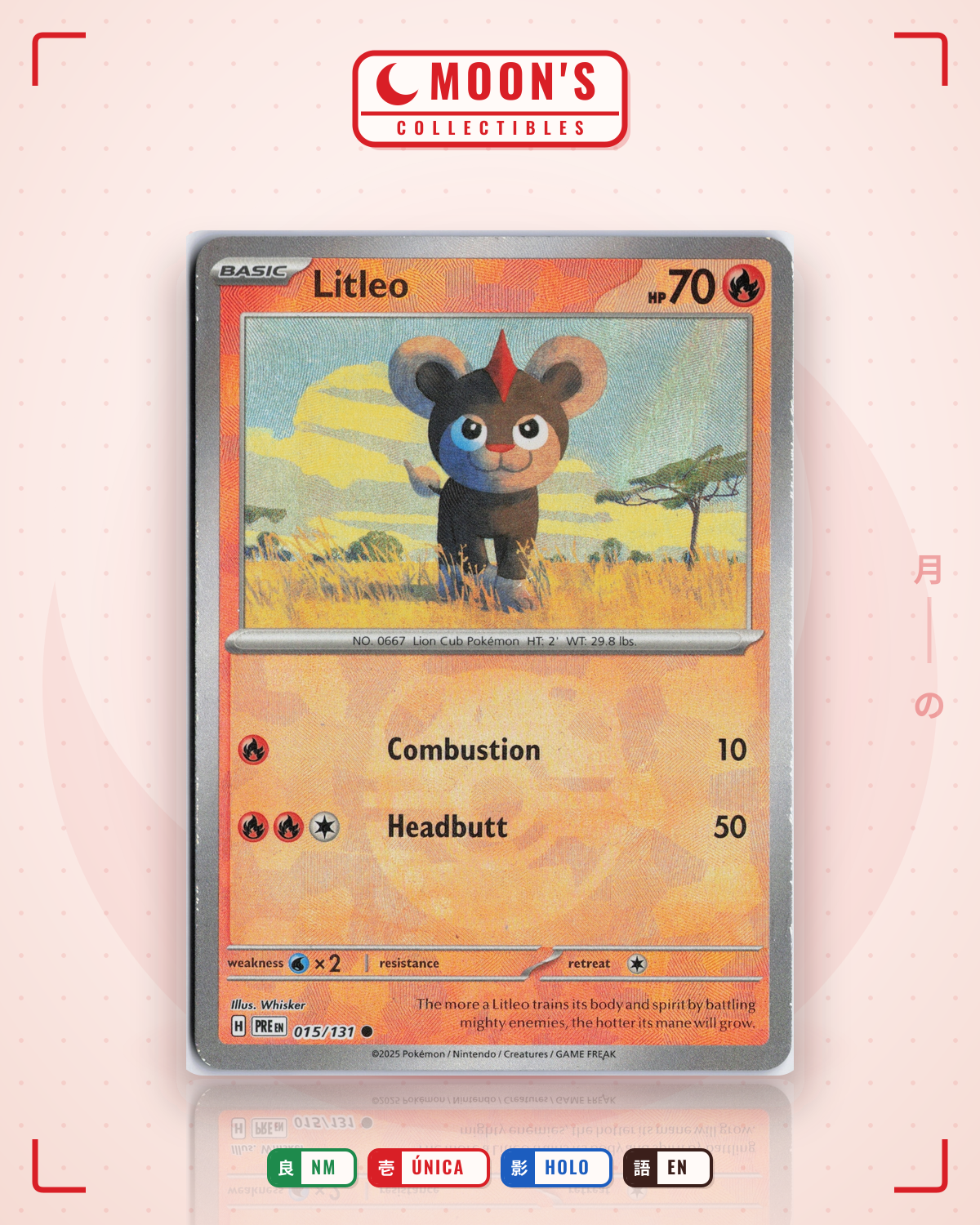 Carta Pokémon Litleo · Prismatic Evolutions #015/131 (NM) — pieza única en Moon's Collectibles México