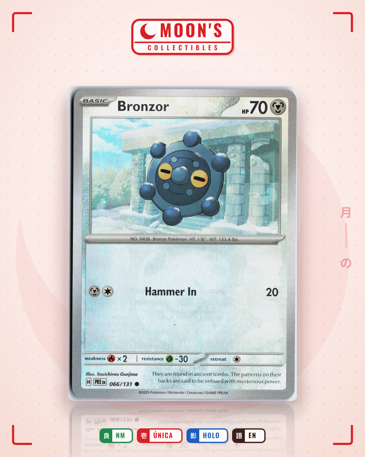 Carta Pokémon Bronzor · Prismatic Evolutions #066/131 (NM) — pieza única en Moon's Collectibles México