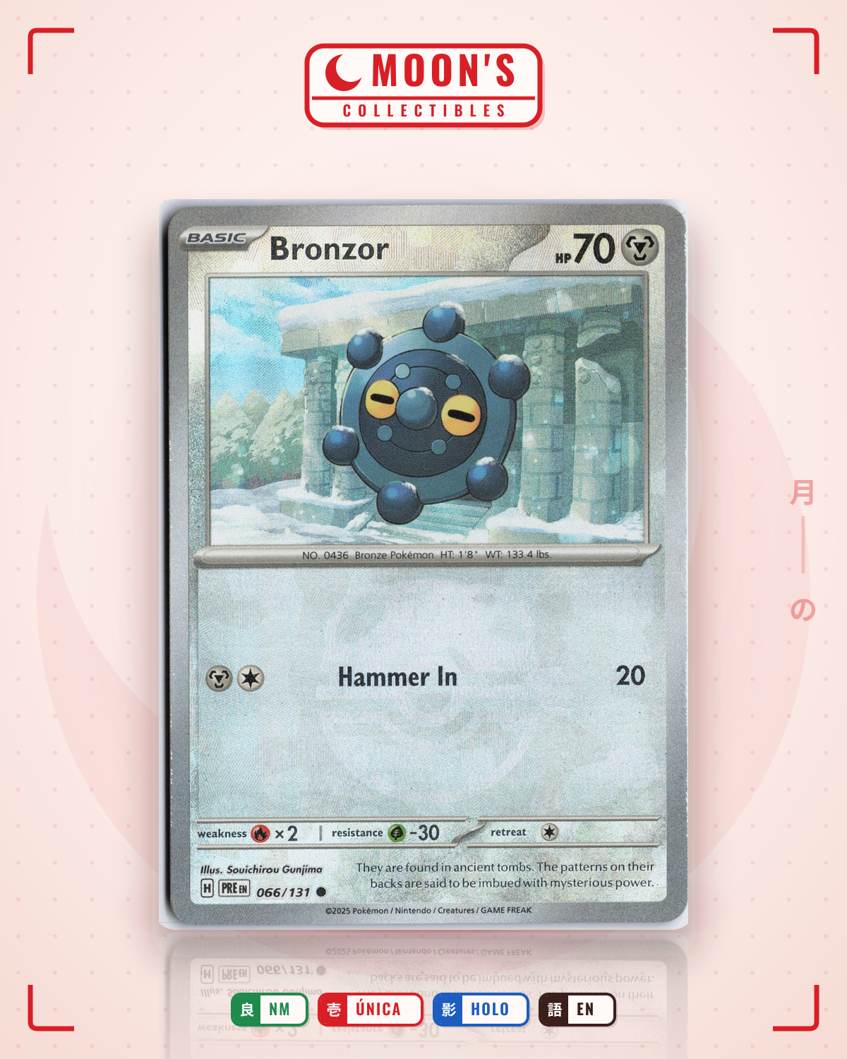 Carta Pokémon Bronzor · Prismatic Evolutions #066/131 (NM) — pieza única en Moon's Collectibles México