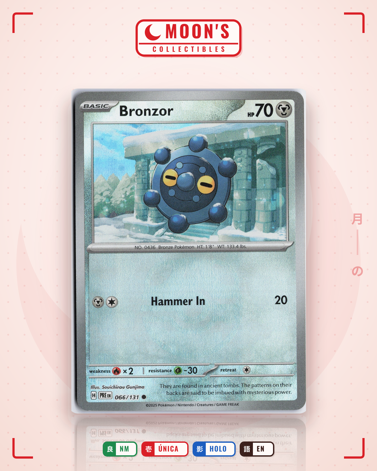 Carta Pokémon Bronzor · Prismatic Evolutions #066/131 (NM) — pieza única en Moon's Collectibles México