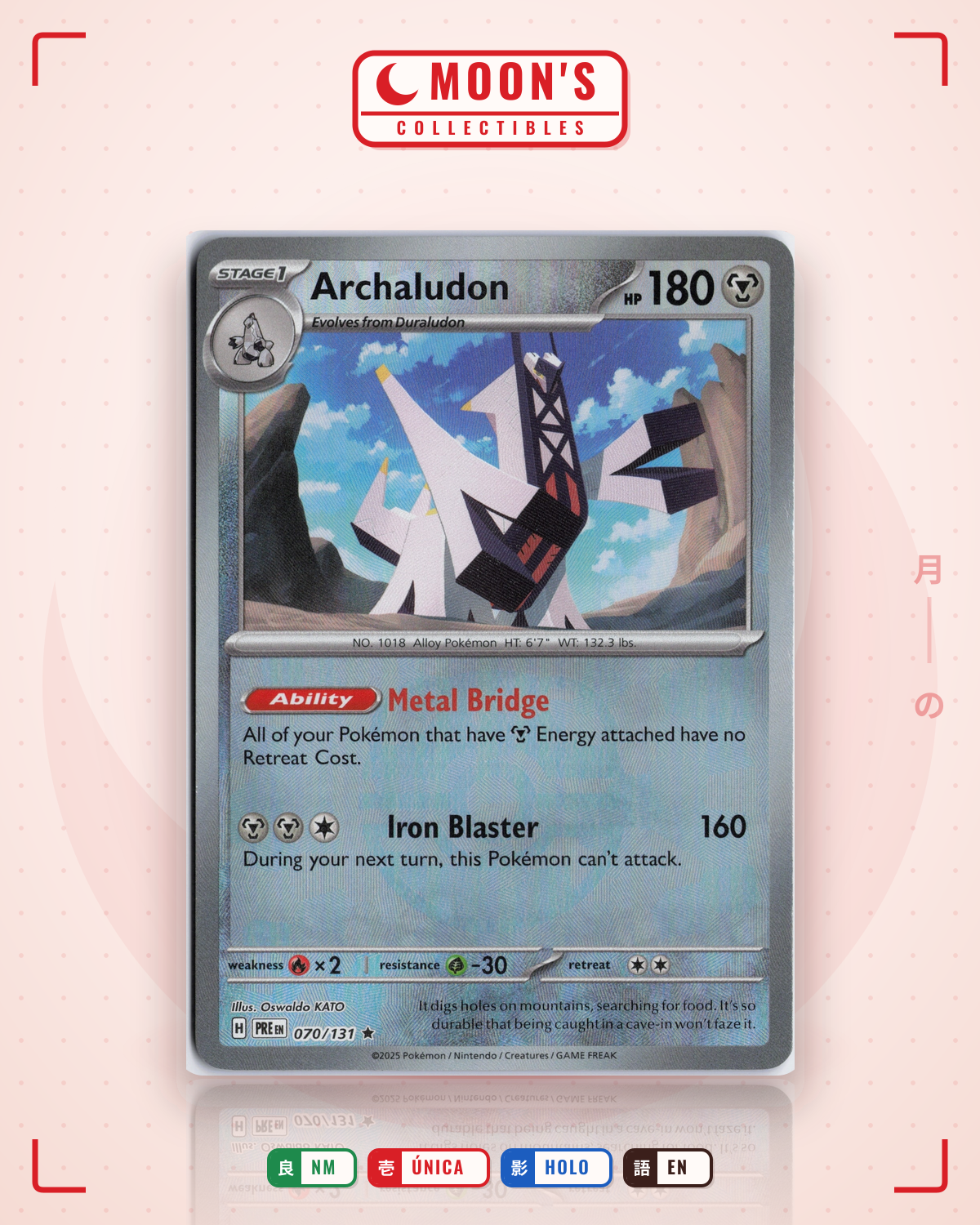 Carta Pokémon Archaludon · Prismatic Evolutions #070/131 (NM) — pieza única en Moon's Collectibles México