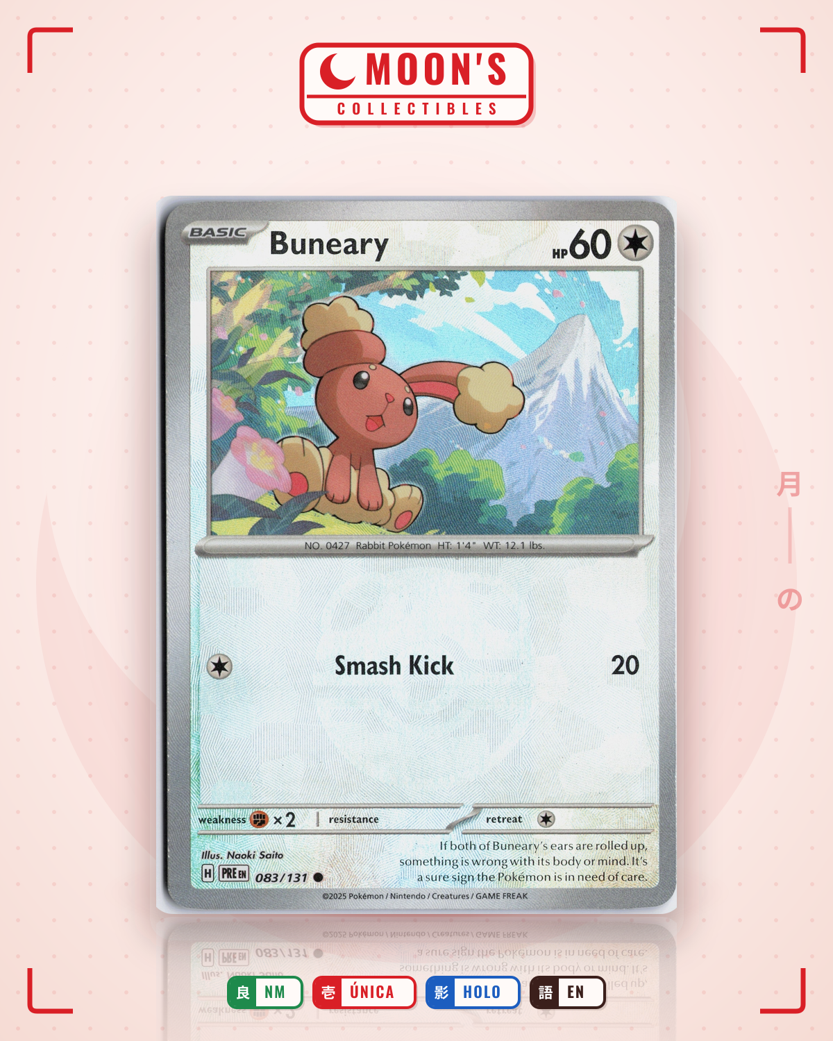 Carta Pokémon Buneary · Prismatic Evolutions #083/131 (NM) — pieza única en Moon's Collectibles México