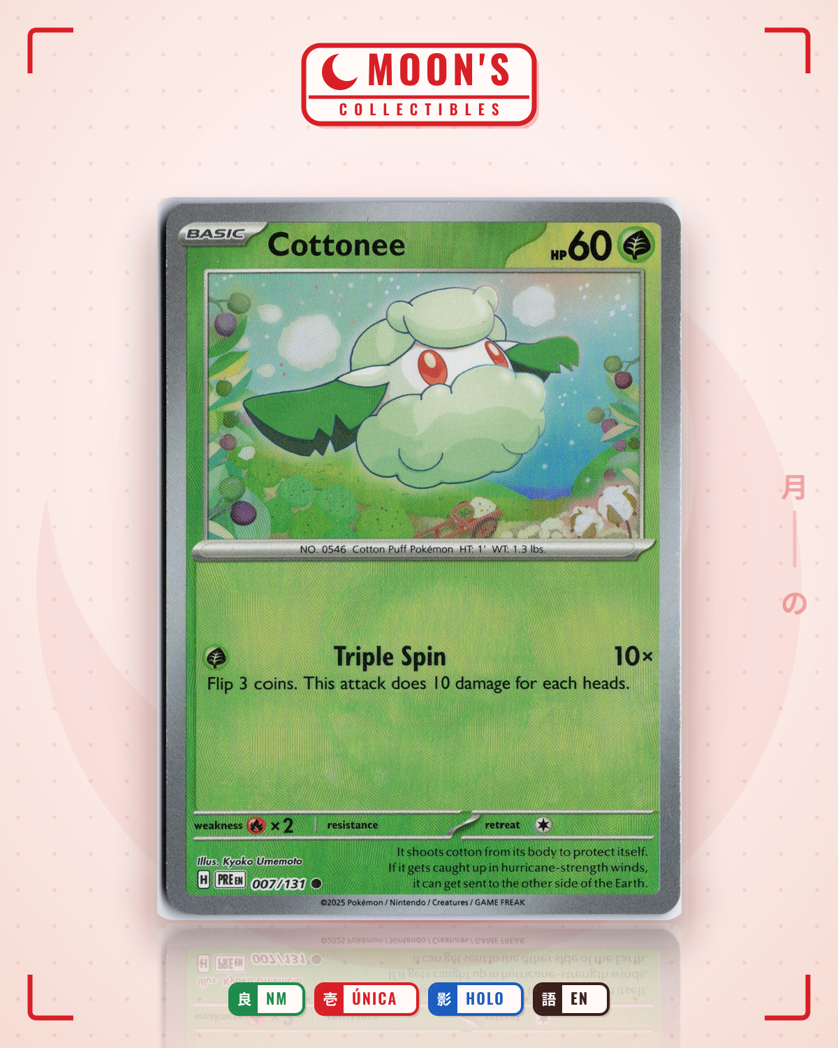 Carta Pokémon Cottonee · Prismatic Evolutions #007/131 (NM) — pieza única en Moon's Collectibles México