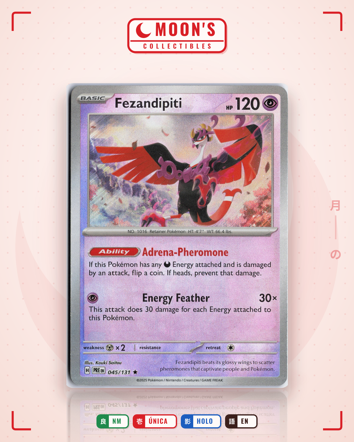 Carta Pokémon Fezandipiti · Prismatic Evolutions #045/131 (NM) — pieza única en Moon's Collectibles México