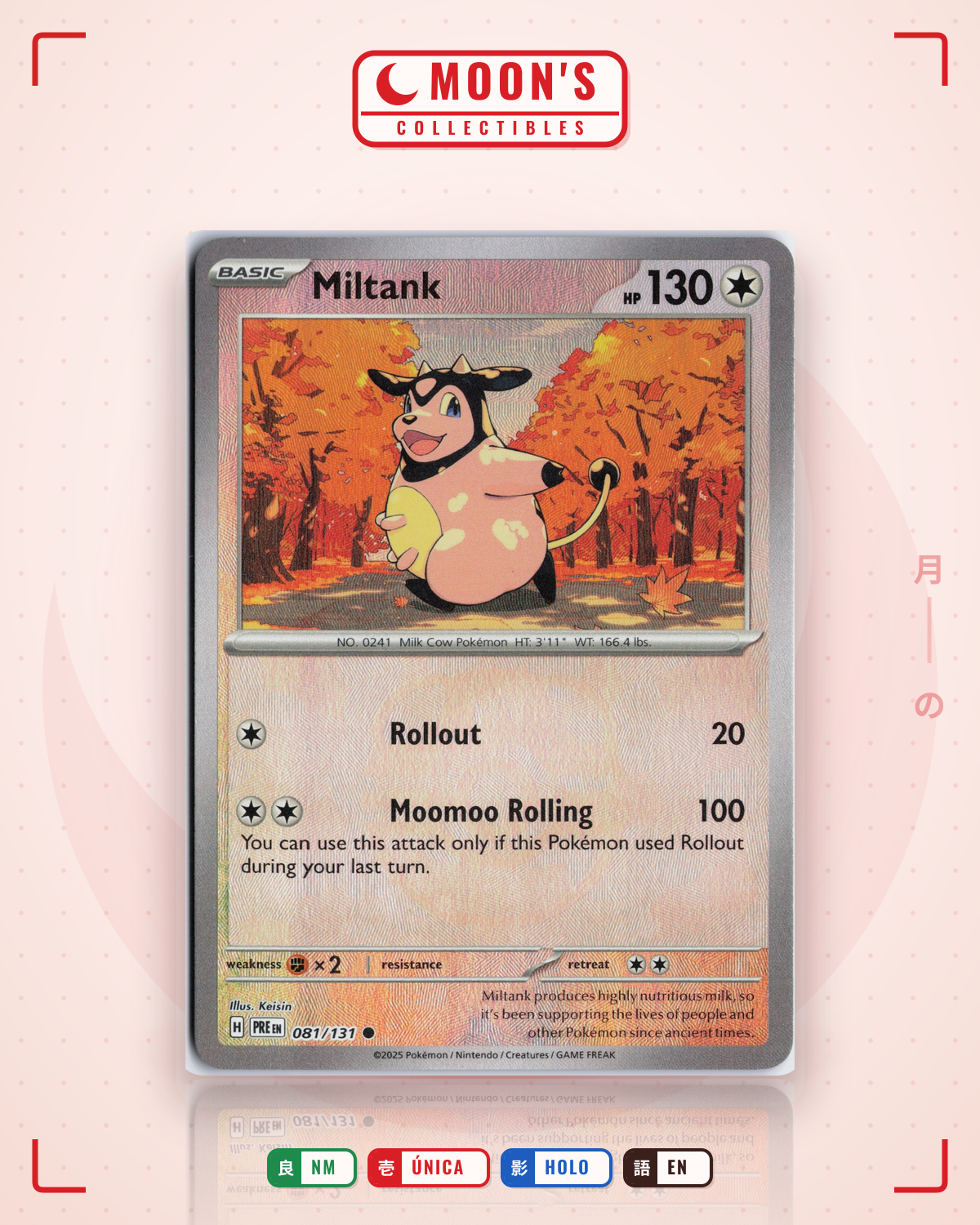 Carta Pokémon Miltank · Prismatic Evolutions #081/131 (NM) — pieza única en Moon's Collectibles México