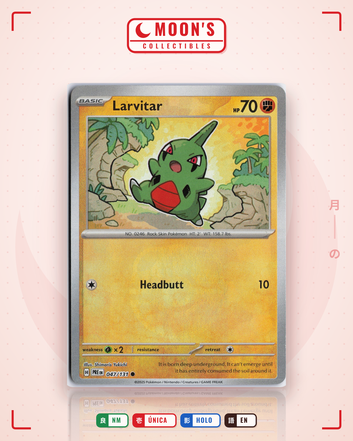 Carta Pokémon Larvitar · Prismatic Evolutions #047/131 (NM) — pieza única en Moon's Collectibles México