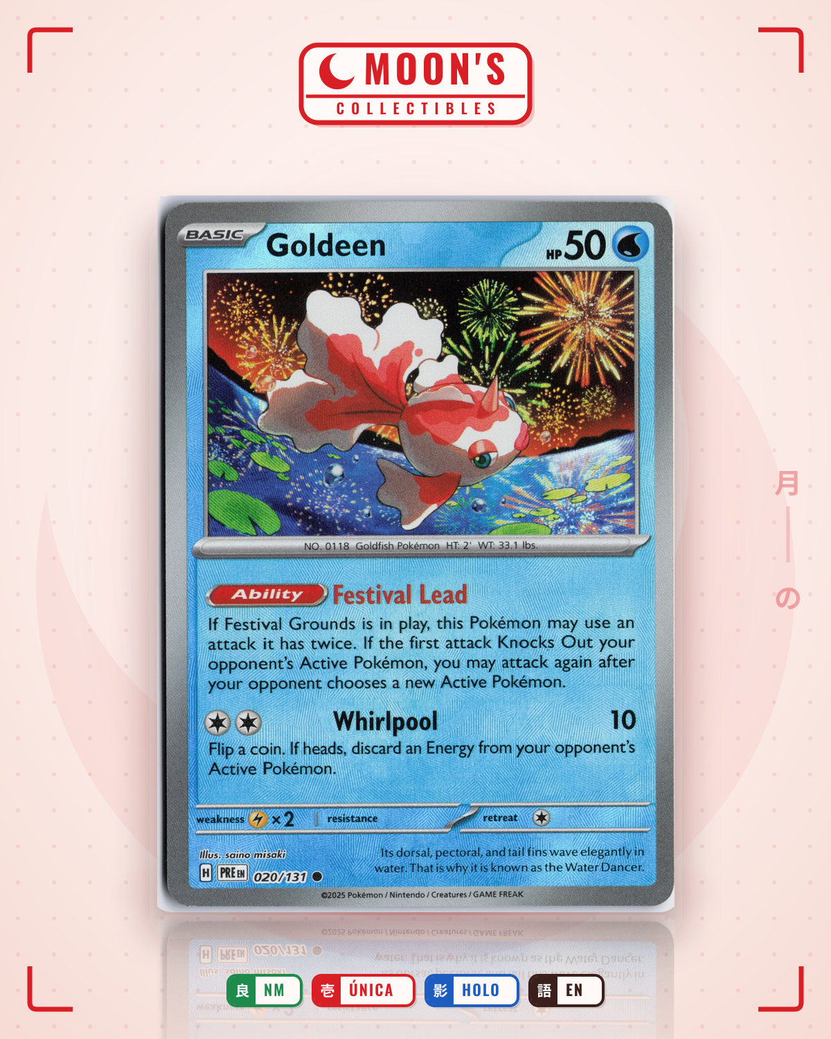 Carta Pokémon Goldeen · Prismatic Evolutions #020/131 (NM) — pieza única en Moon's Collectibles México