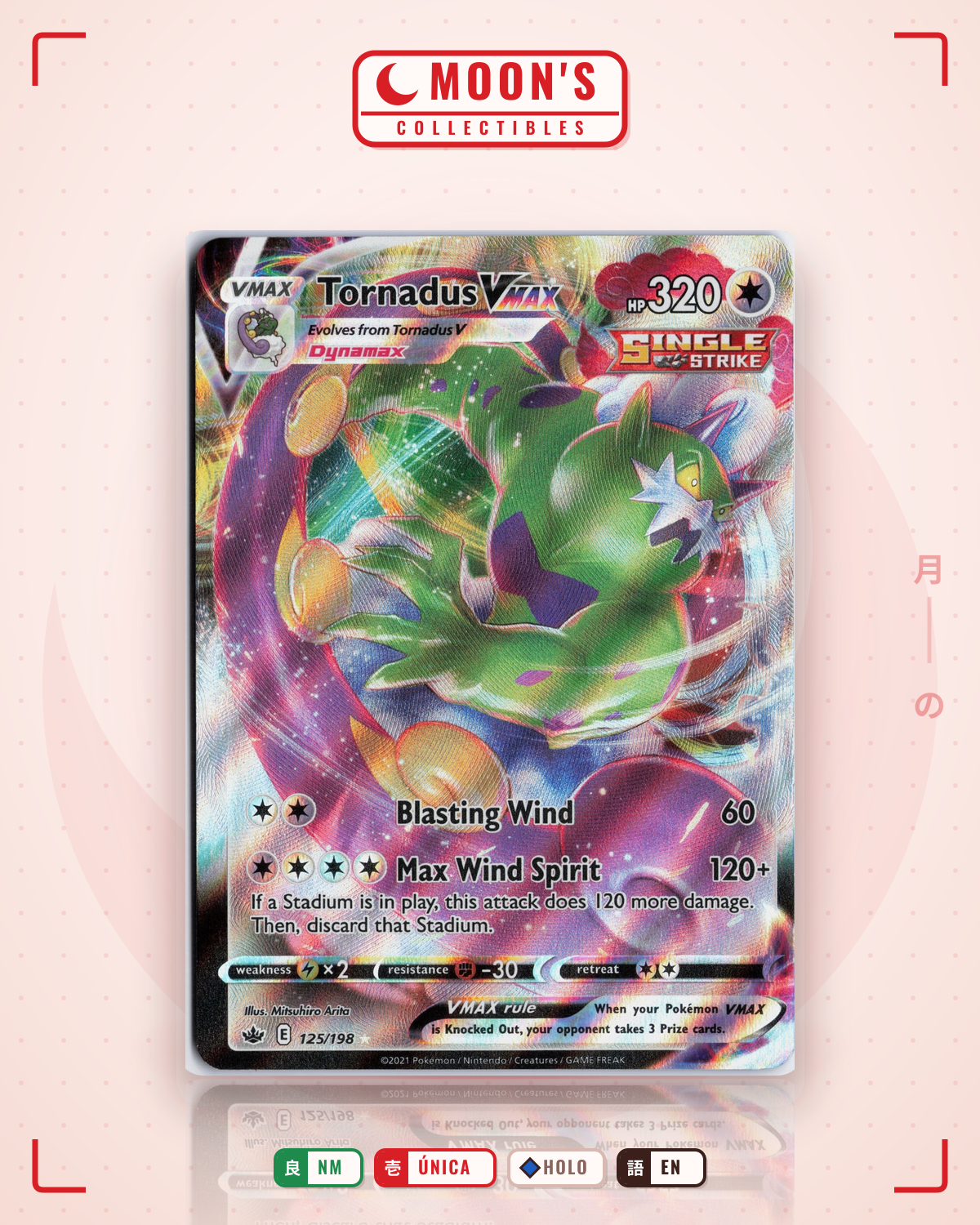 Carta Pokémon Tornadus VMAX · Chilling Reign #125/198 (NM) — pieza única en Moon's Collectibles México