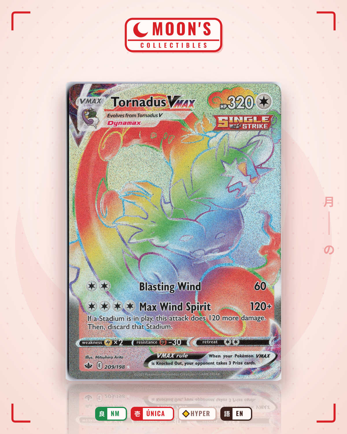 Carta Pokémon Tornadus VMAX · Chilling Reign #209/198 (NM) — pieza única en Moon's Collectibles México