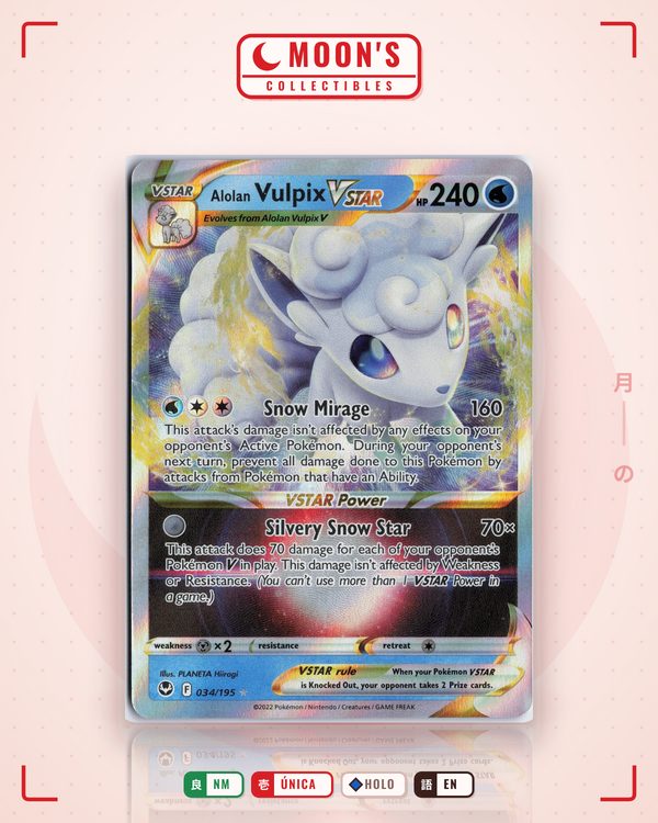 Carta Pokémon Alolan Vulpix VSTAR · Silver Tempest #034/195 (NM) — pieza única en Moon's Collectibles México