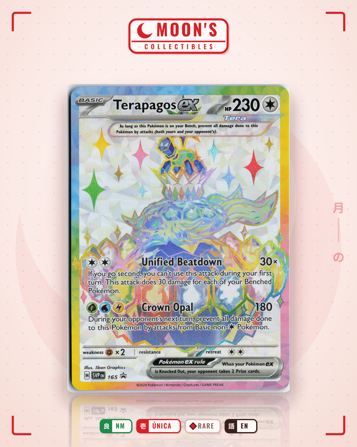 Carta Pokémon Terapagos ex · Scarlet & Violet Black Star Promos #165 (NM) — pieza única en Moon's Collectibles México