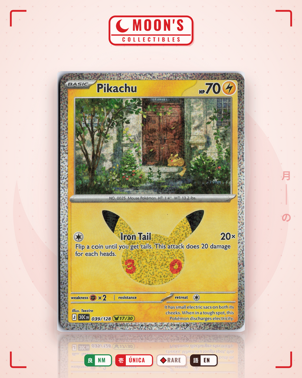 Carta Pokémon Pikachu · 30th Celebration #039/128 (NM) — pieza única en Moon's Collectibles México