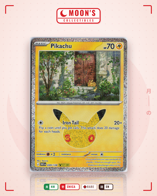 Carta Pokémon Pikachu · 30th Celebration #039/128 (NM) — pieza única en Moon's Collectibles México