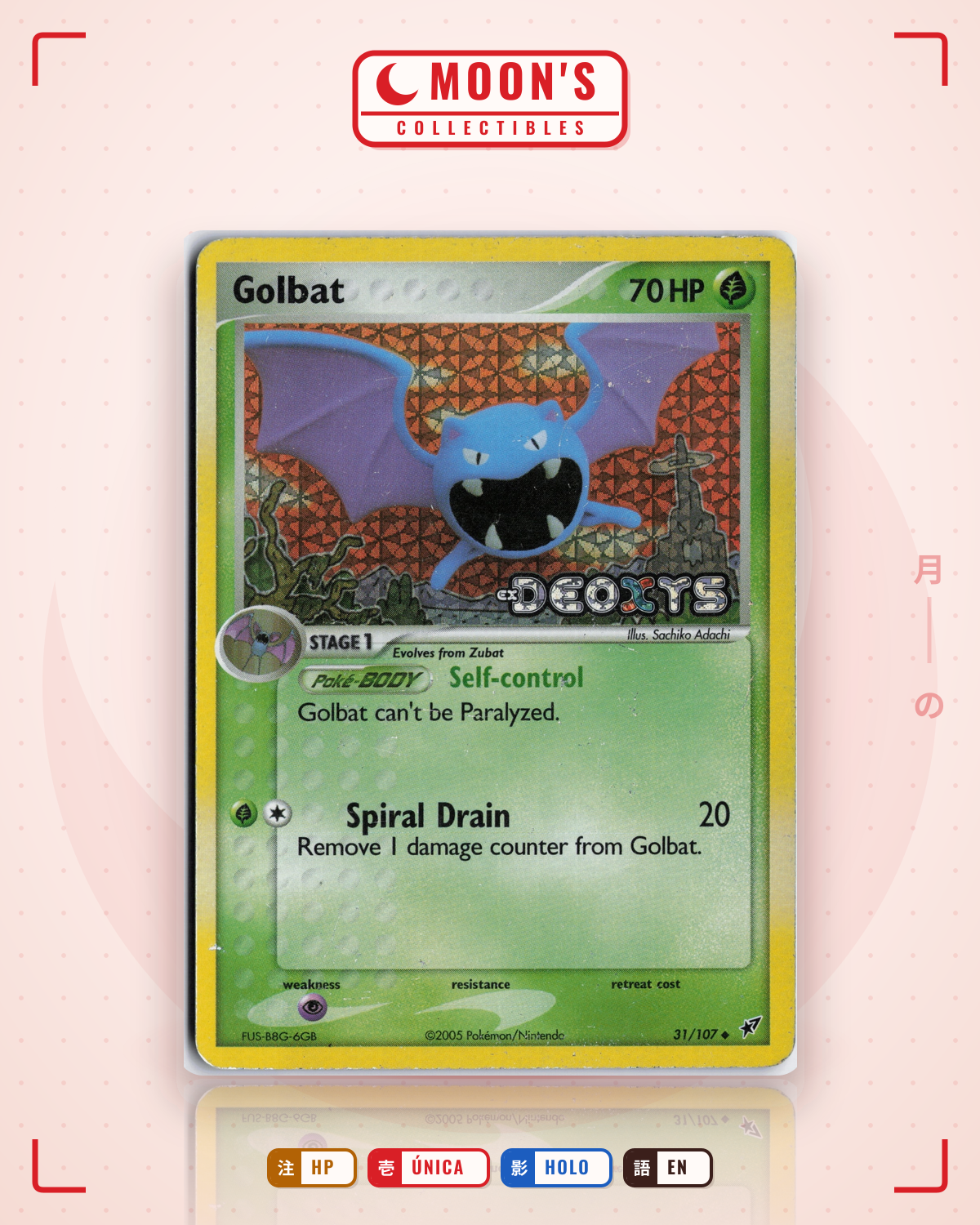 Carta Pokémon Golbat · Deoxys #31/107 (HP) — pieza única en Moon's Collectibles México