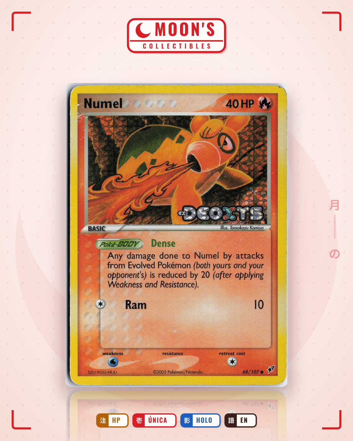 Carta Pokémon Numel · Ex Deoxys #68/107 (HP) — pieza única en Moon's Collectibles México