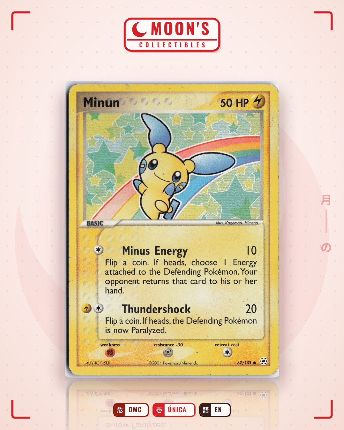 Carta Pokémon Minun · Hidden Legends #67/101 (DMG) — pieza única en Moon's Collectibles México