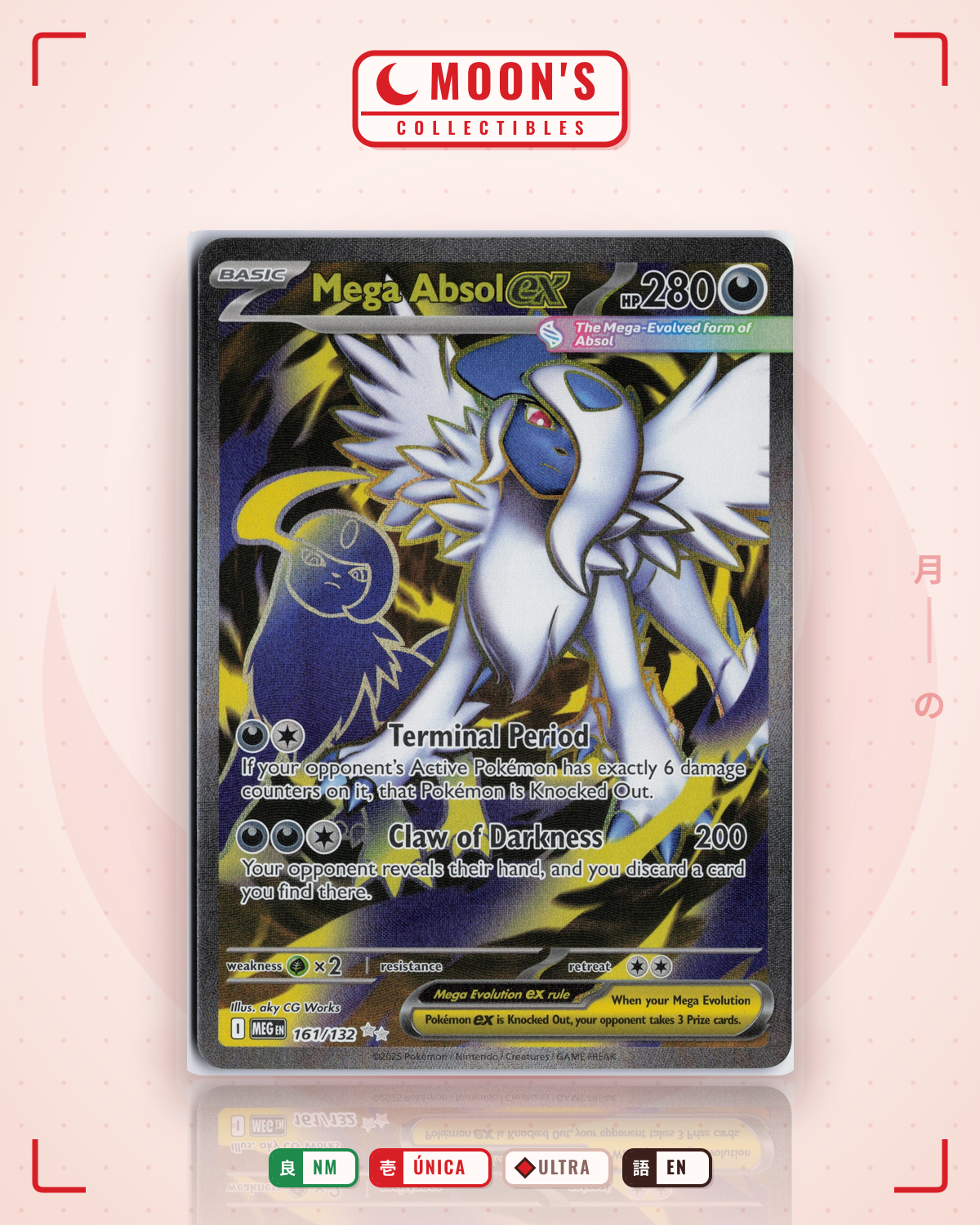 Carta Pokémon Mega Absol ex · Mega Evolution #161/132 (NM) — pieza única en Moon's Collectibles México